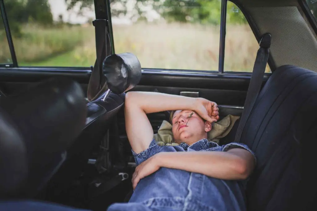 sleeping on a road trip