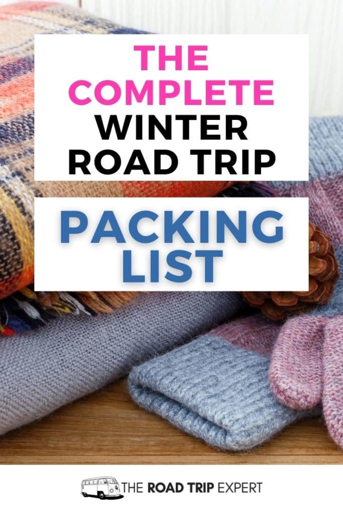 Winter road trip packing list pinterest pin