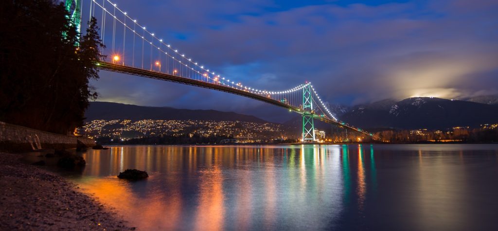 Lions Gate Bridge at night whilst staying for 2 days in vancouver