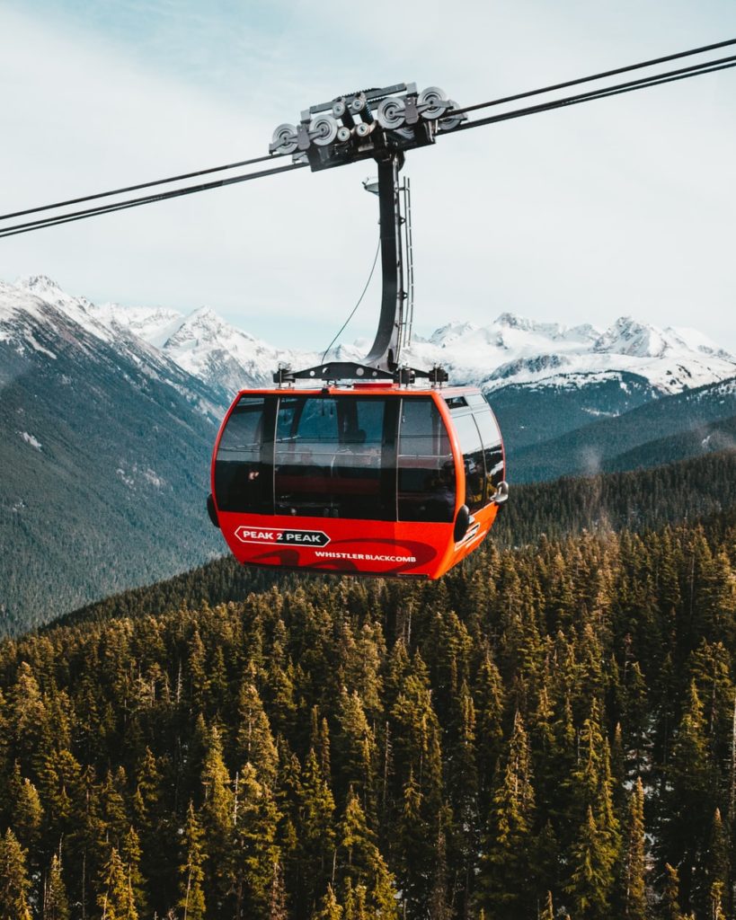 The peak 2 peak gondola - one of the most popular things to do in Whistler in Summer