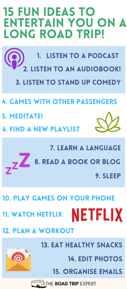 entertain yourself on a long car ride infographic