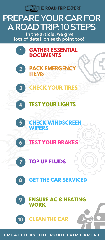 prepare your car for a road trip infographic