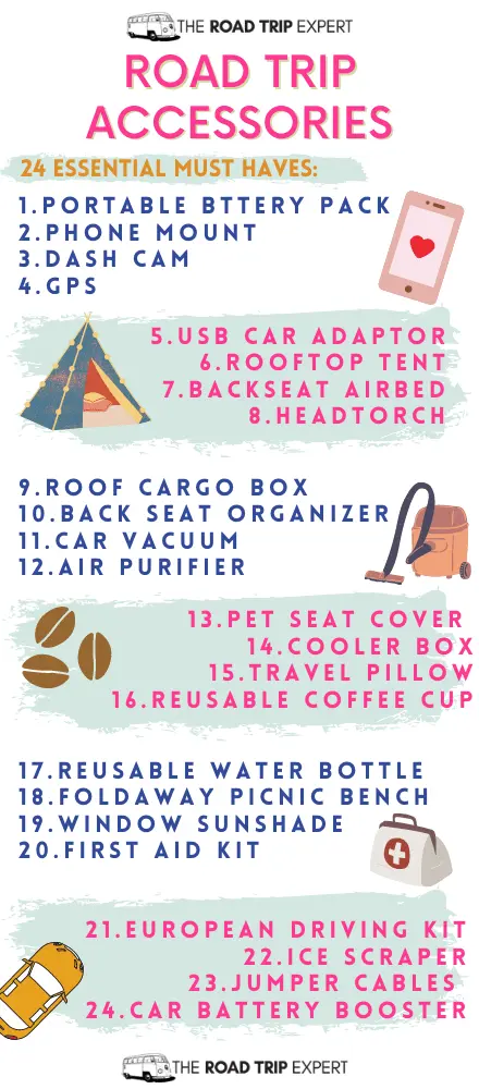 road trip accessories infographic