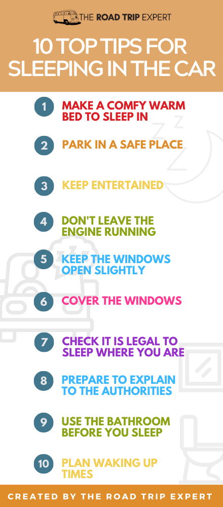 sleeping in the car tips infographic