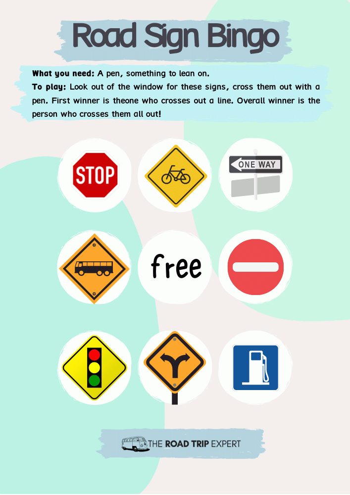road sign bingo printable car game