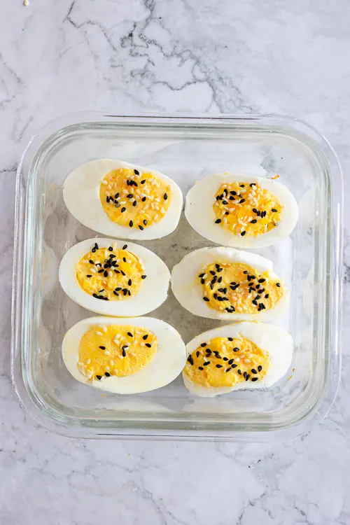 deviled eggs in storage container