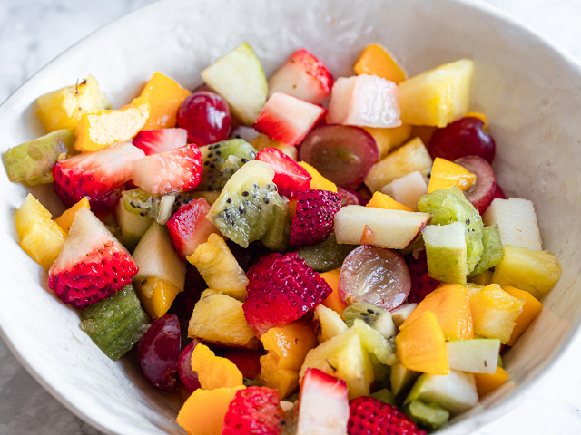 Summer Fruit Salad in white bowl