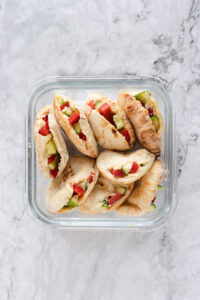 Hummus Pita Pockets With Crunchy Veggies in storage container.