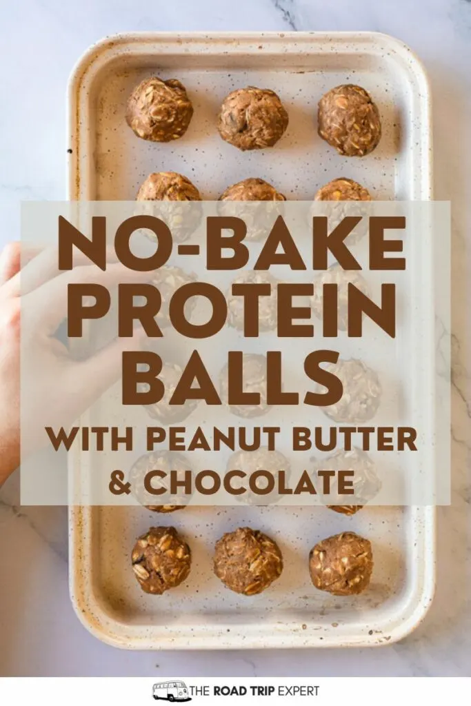 No-Bake Protein Balls With Peanut Butter Chocolate Pinterest pin