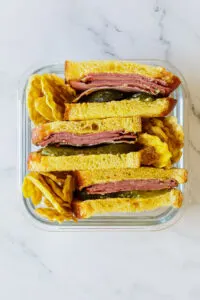 Smoked Meat Sandwich in storage container