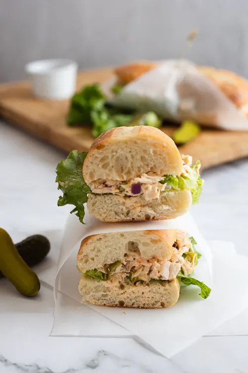 side view of Tuna Sandwich.