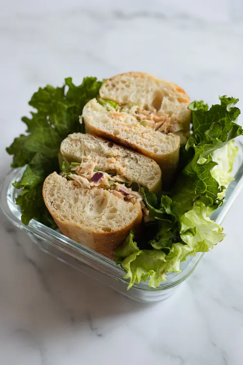 Tuna Sandwich in storage container.
