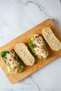 Assembling the tuna sandwich