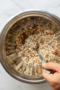 Granola Bars Dry Ingredients In Mixing Bowl