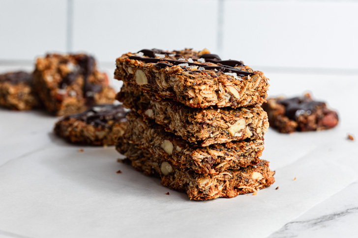 Homemade Granola Bars stacked on top of eachother